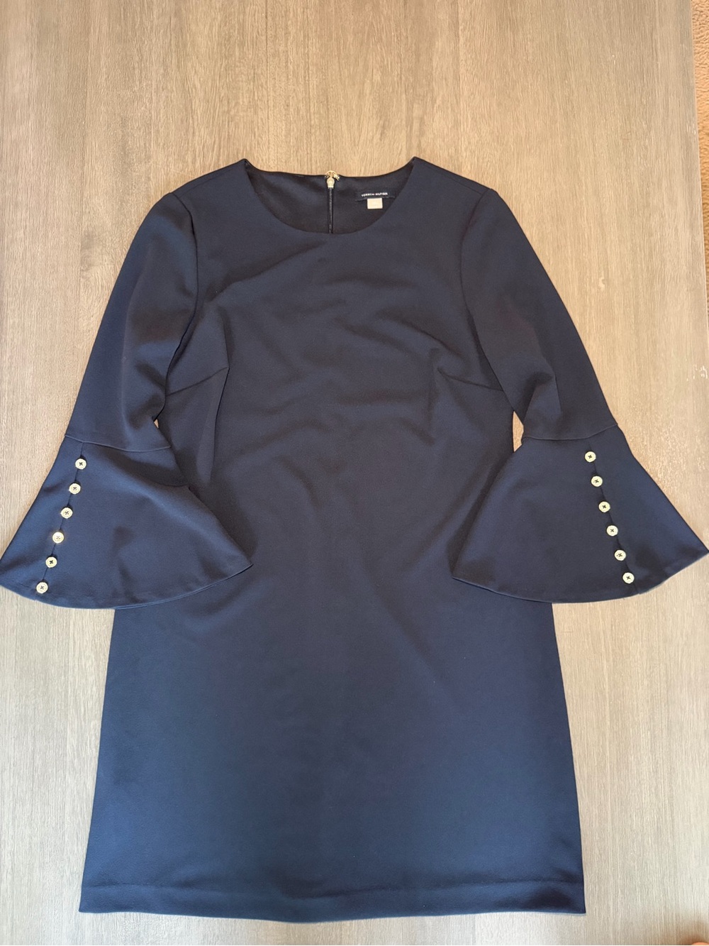 Tommy Hilfiger Navy Bell Sleeve Gold Button Dress Size 14